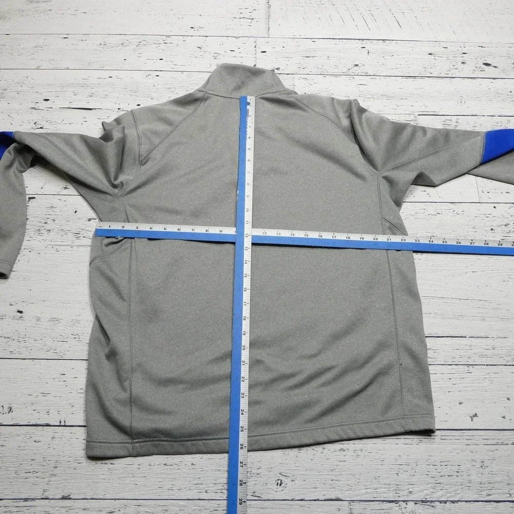 Nike Therma-FIT Sweatshirt Mens Large Gray 1/4 Zip Pullover Blue Swoosh Athletic
